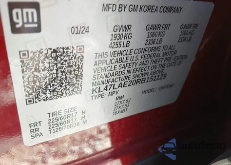 2024 Buick Envista Preferred Fwd z USA, uszkodzony, nr VIN KL47LAE20RB151129